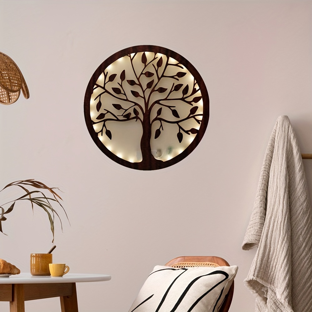 Tree of Life Wall Art Decor Metal Sculpture 11.8'' Family Tree Wall Hanging  Decor with 3 Birds for Bedroom Living Room Dorm