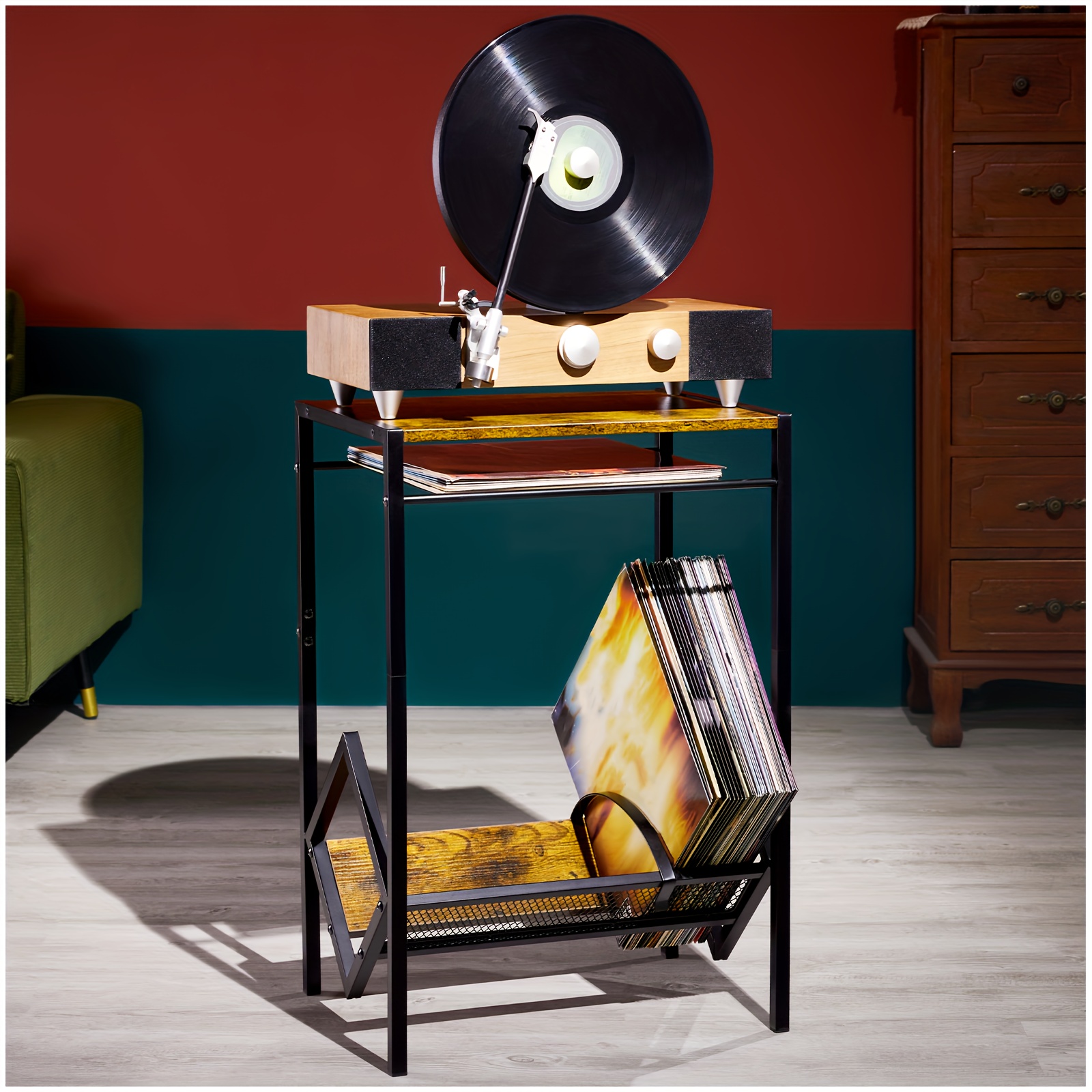 Aikyam Records Soporte para discos de vinilo para discos de vinilo 3D,  soporte retro para discos de vinilo, soporte de disco de madera, ideas de