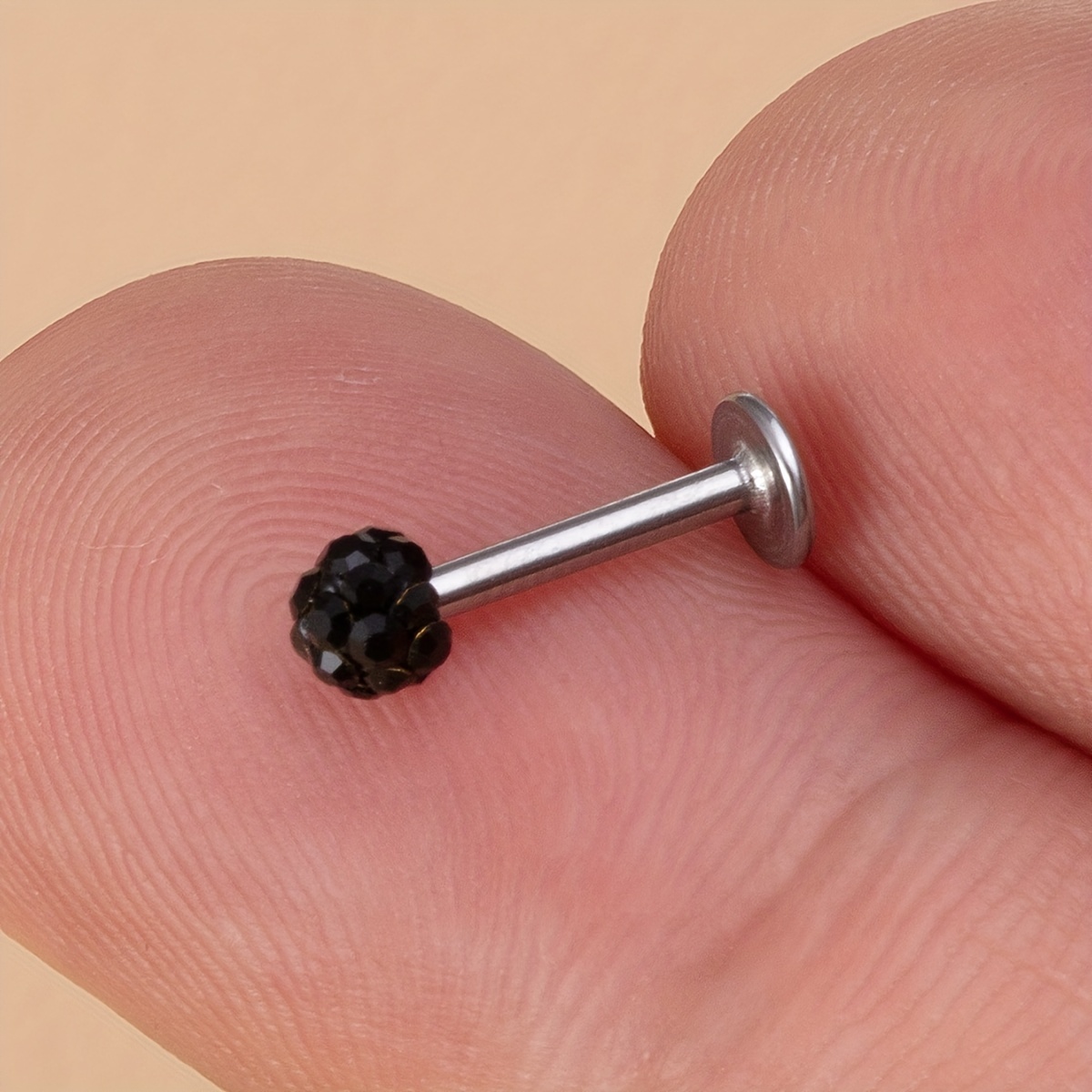 TEMU 1pc Orecchino per labret sintetico in sintetico, per foratura labiale, in acciaio inossidabile, per cartilagine, tragus, daith, helix,