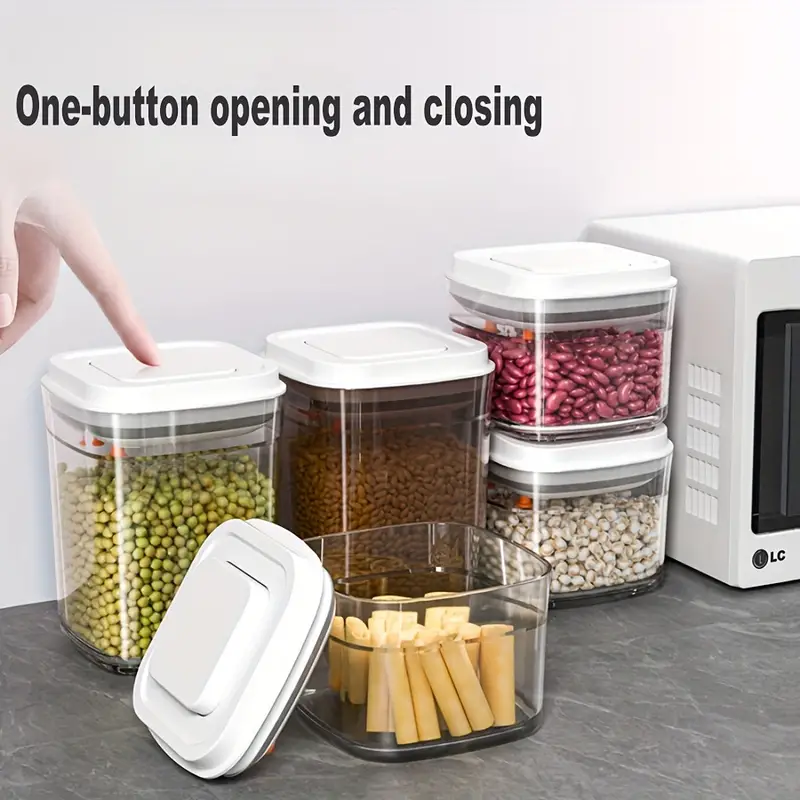 Kitchen Food Storage Box With Press Button, Leak-proof Food