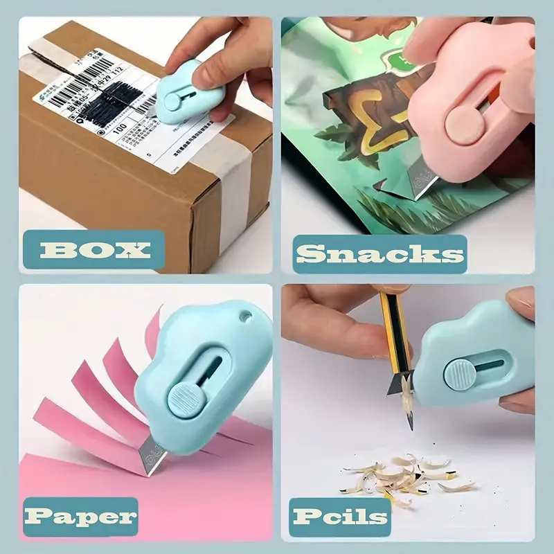Cute Cloud Box Cutter With Silicone Keychain Retractable - Temu
