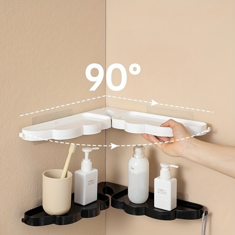 Foldable Hanging Corner Toiletry Storage Shelf, Punch Free Shower