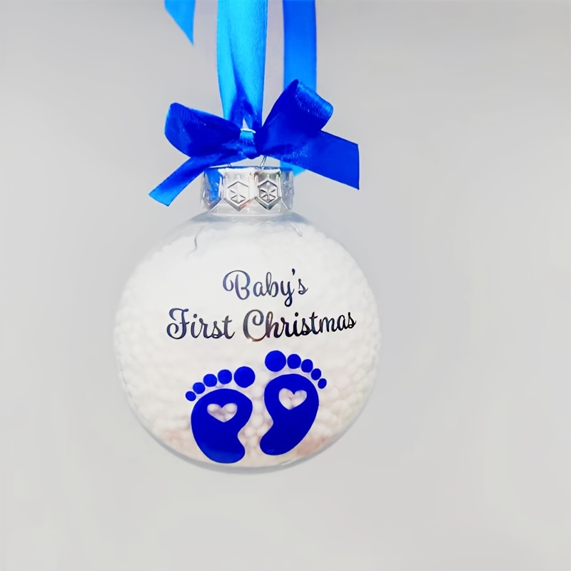 Baby's First Christmas Christmas Tree Ornament Blue Baby Feet Christmas Ball Hanging Decoration
