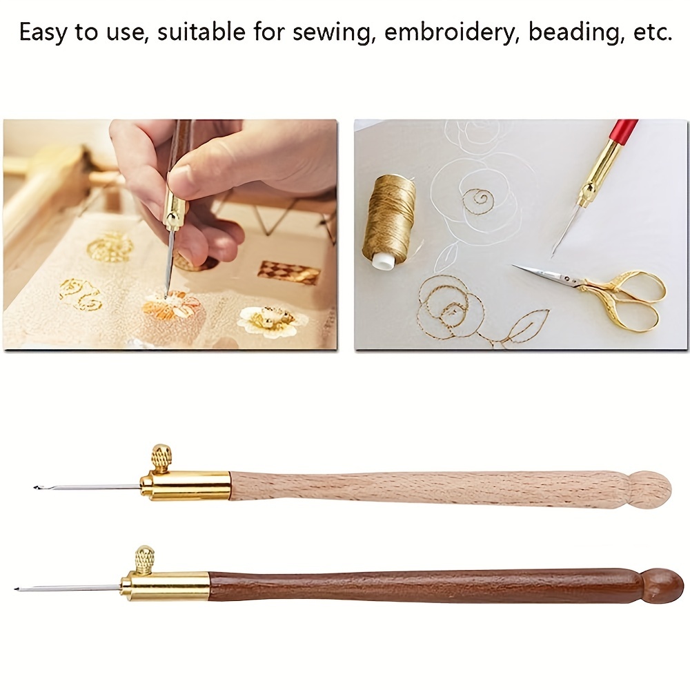 DURANTEY Tambour Hook Embroidery Crochet Hook French Beading Hook Wooden  Crochet Hook Set Tambour Beading Kit with 3 Replaceable Needles for  Embroidering Sequins and Beads (80/90/120) – BigaMart