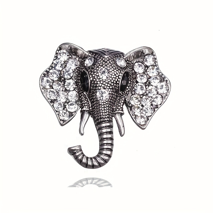 Elephant Retro Rhinestone Brooch Pin for Women