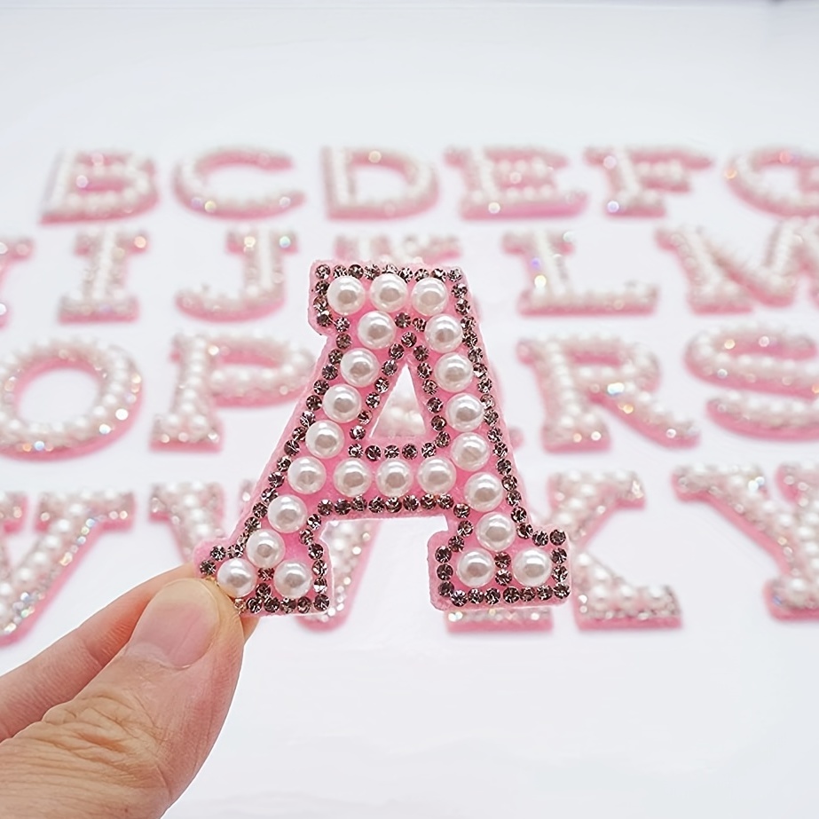 Iron on Alphabet Pearl Rhinestone Letters with and AB Rhinestone white –  Fifi's Craft