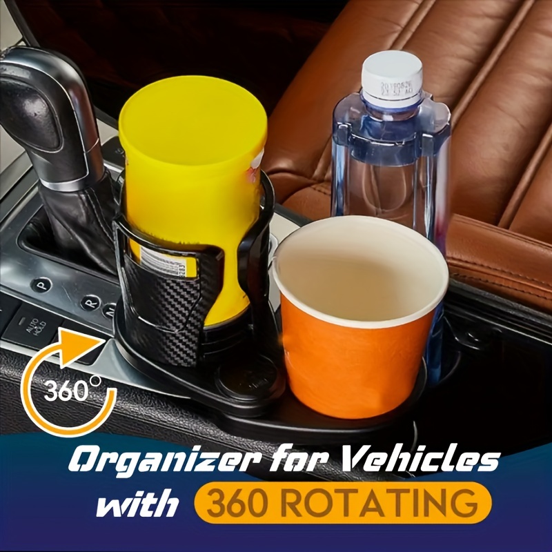 Car Double Cup Holder Expander 360° Rotating Adjustable Auto Drink Bottle  Holder