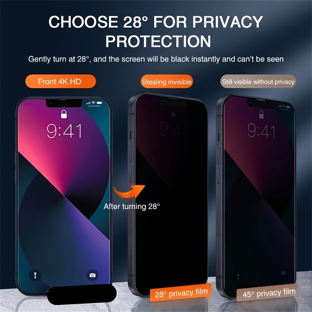 Privacy Screen Protector Tempered Glass For iPhone 15 14 13 12 Pro Max 11  XR 8 7