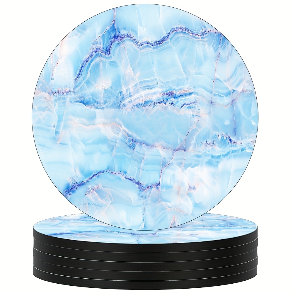 6pcs Colorful Marbling Coasters Non-slip Rubber Drink Coasters