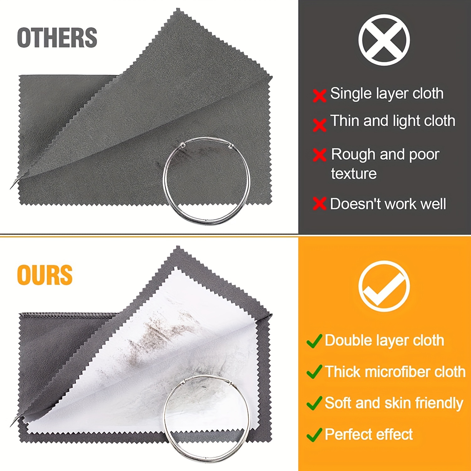 6 Jewelry Cleaning Cloth, Professional Silver Polishing Cloth for