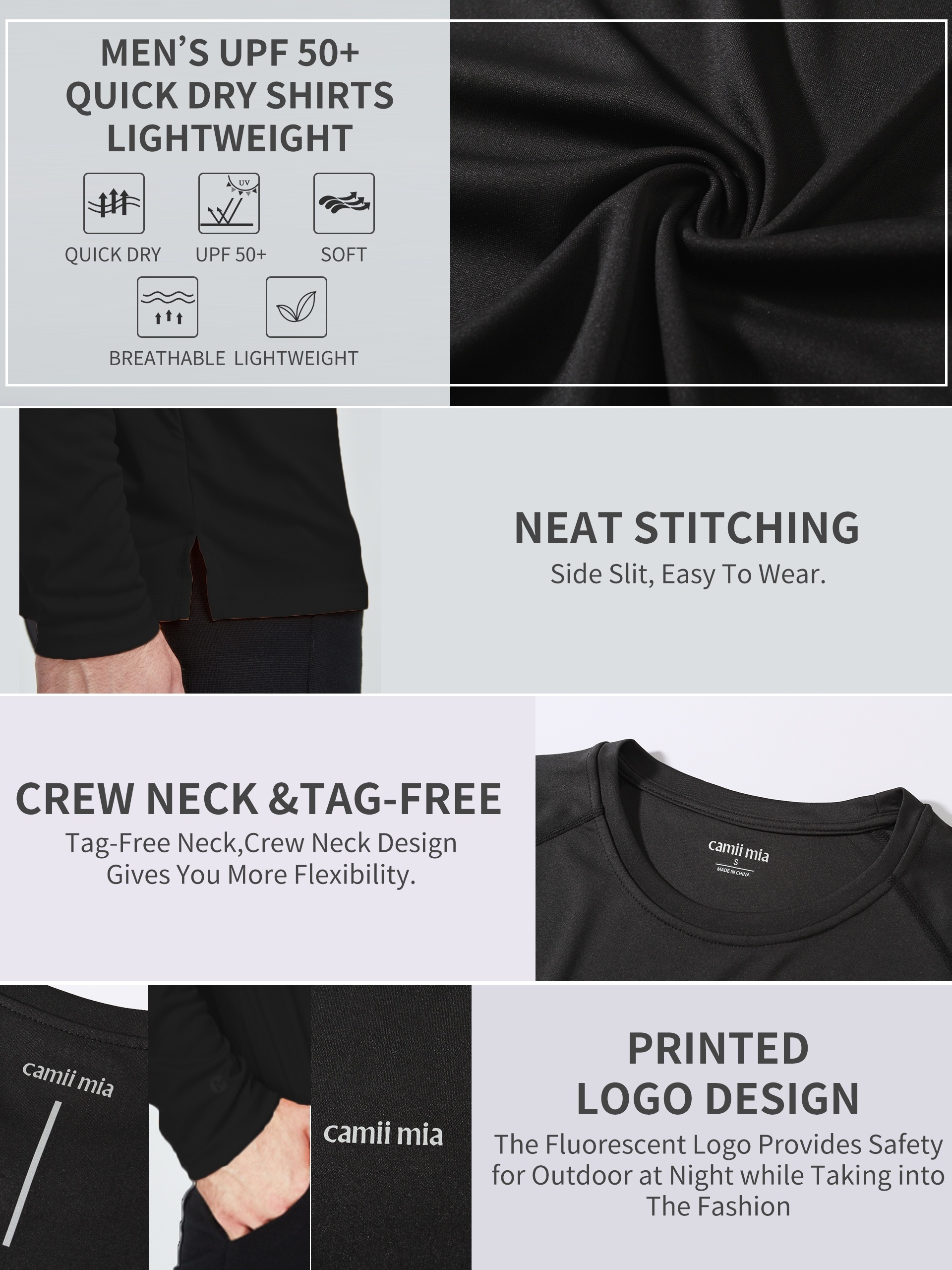 【Buy 4 Get 4th Free】Men's Long Sleeve Hooded Shirt UPF 50+ Athletic Shirt, Black / XXL