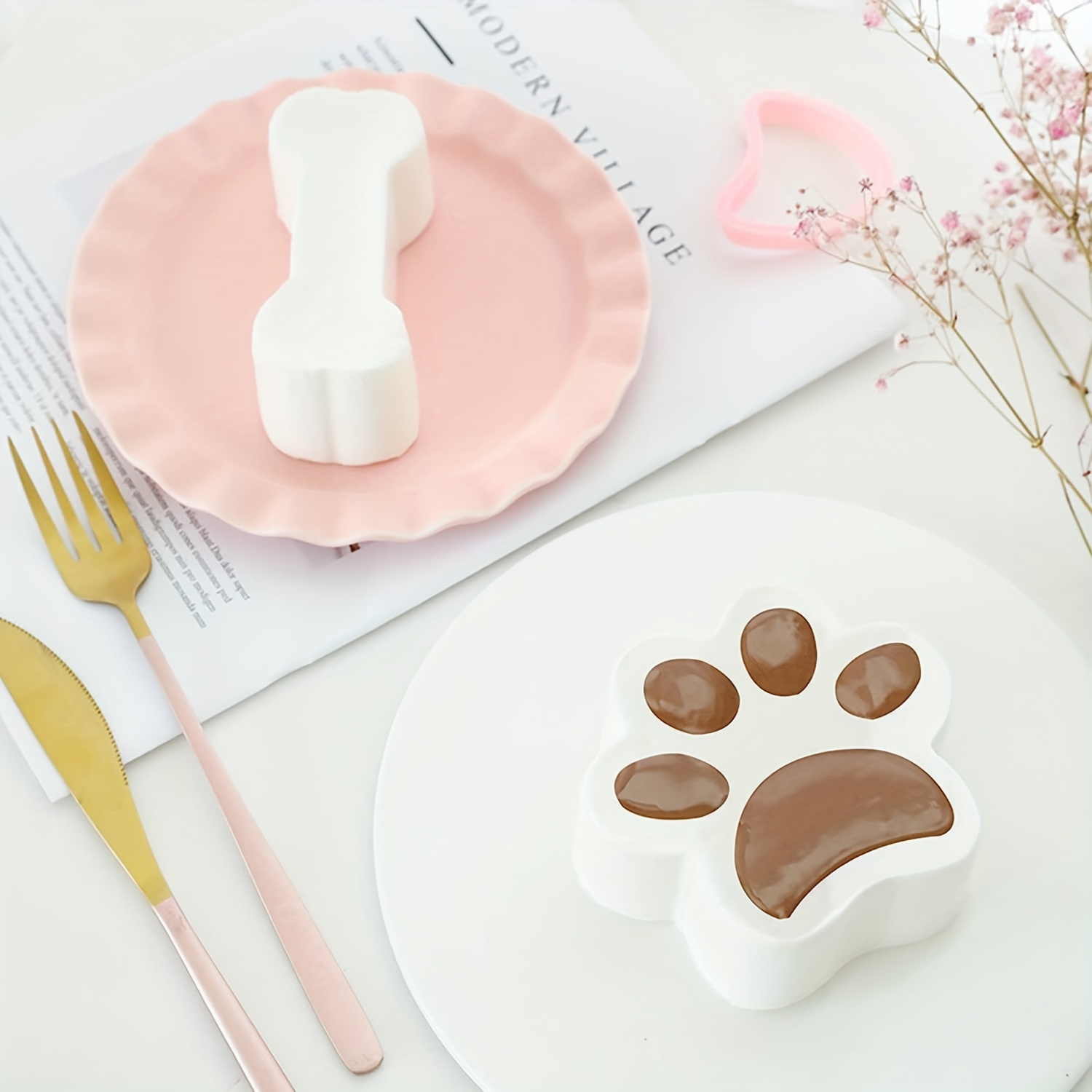 Silicone 10 Cat Dog Paw Chocolate Mould Candy Cookies Ice Cube Tray Jelly  Mold