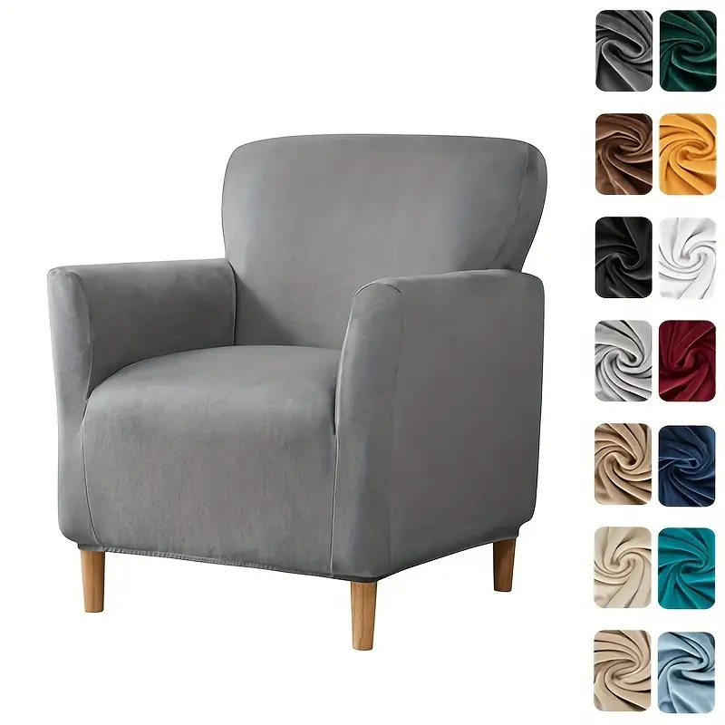 1pc super soft armchair slipcovers elastic velvet club tub chair slipcovers for living room bar counter hotel home decor details 1