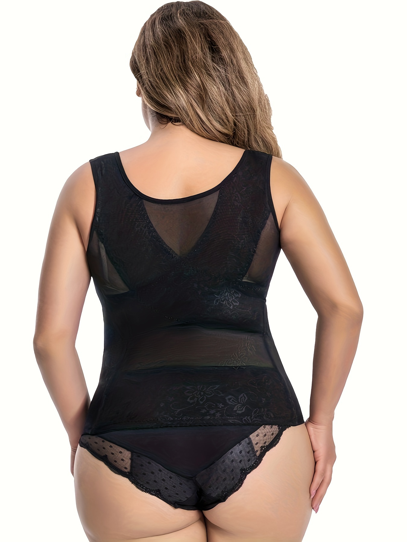 Plus Size Sexy Shapewear Top, Women's Plus Closure Front Underbust