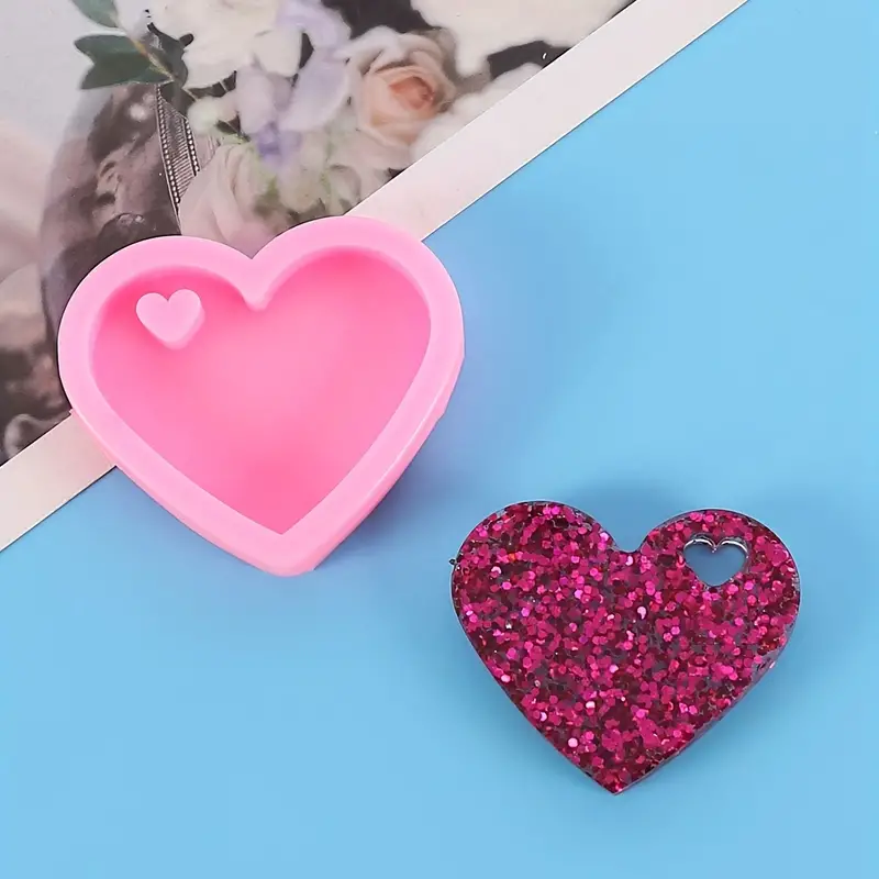 Resin Heart Shape Pendant Keychain Silicone Mold Epoxy Resin Mold For DIY  Necklace Craft Jewelry, Bracelet, Earrings, Fondant Candy Chocolate Cake To