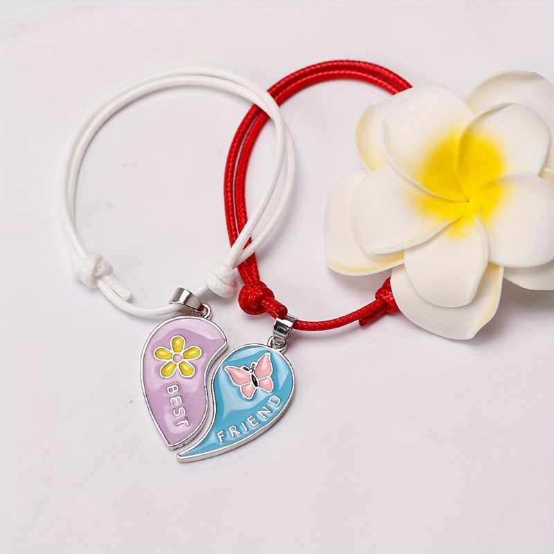 Customizable Tiny Heart Friendship Bracelet, Woven Mini Heart Bracelet,  Birthday Best Friend Gift, Personalizable Adjustable Bracelet -  Canada