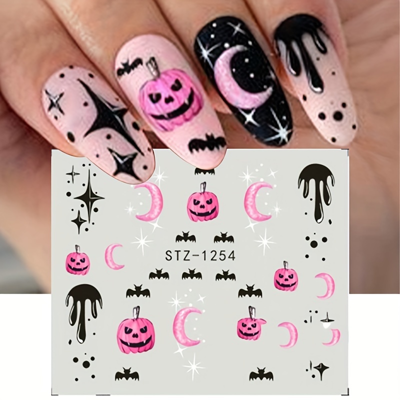 Halloween Nail Water Transfer Stickers,pumpkin Bat Ghost Spider Design Nail  Art Decals Diy Nail Salons,self Adhesive Nail Art Supplies Women And Girls  - Temu