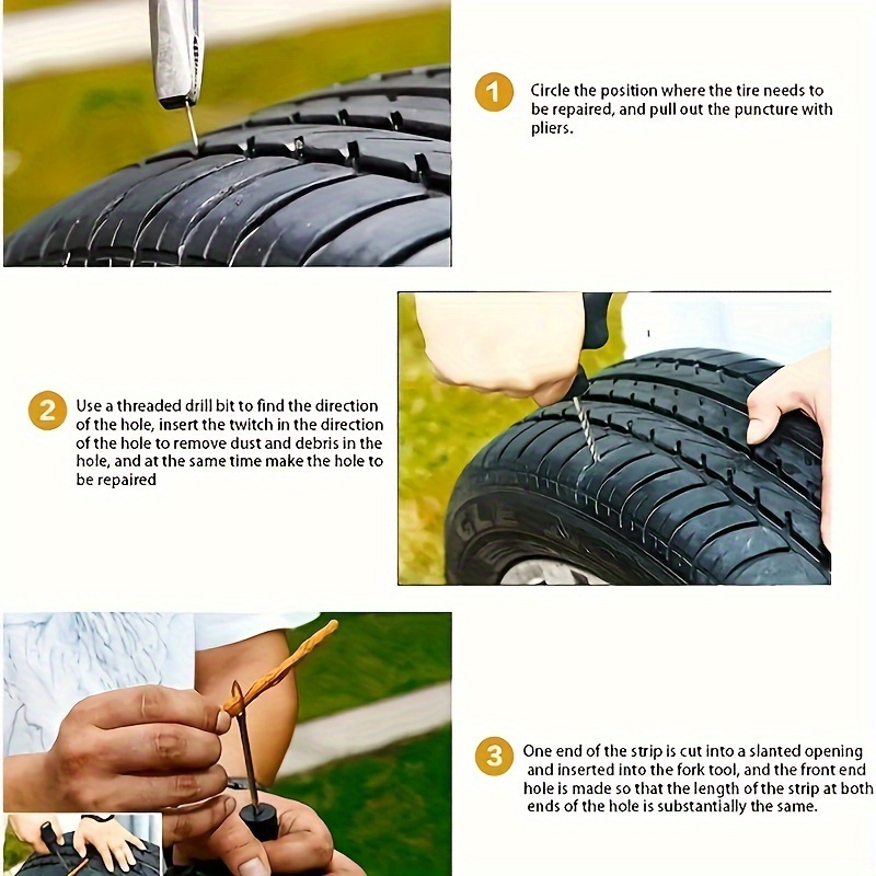 Kit de réparation de pneu de voiture Perforation Plug Tools Crencture de  pneu Urgence pour bandes de pneu Remuage Colle Kit d'outils de réparation  Accessoires de voiture
