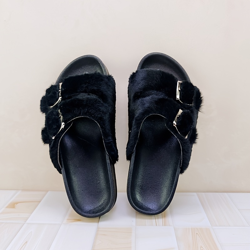 Fur platform slide online sandals