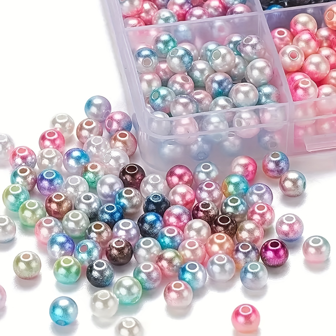 6mm Pearl Beads for Jewelry Making Pearl Beads, 1960pcs 28 Colors Round Pearl Beads with Gradient Color Multicolored Pearl Beads for Bracelets