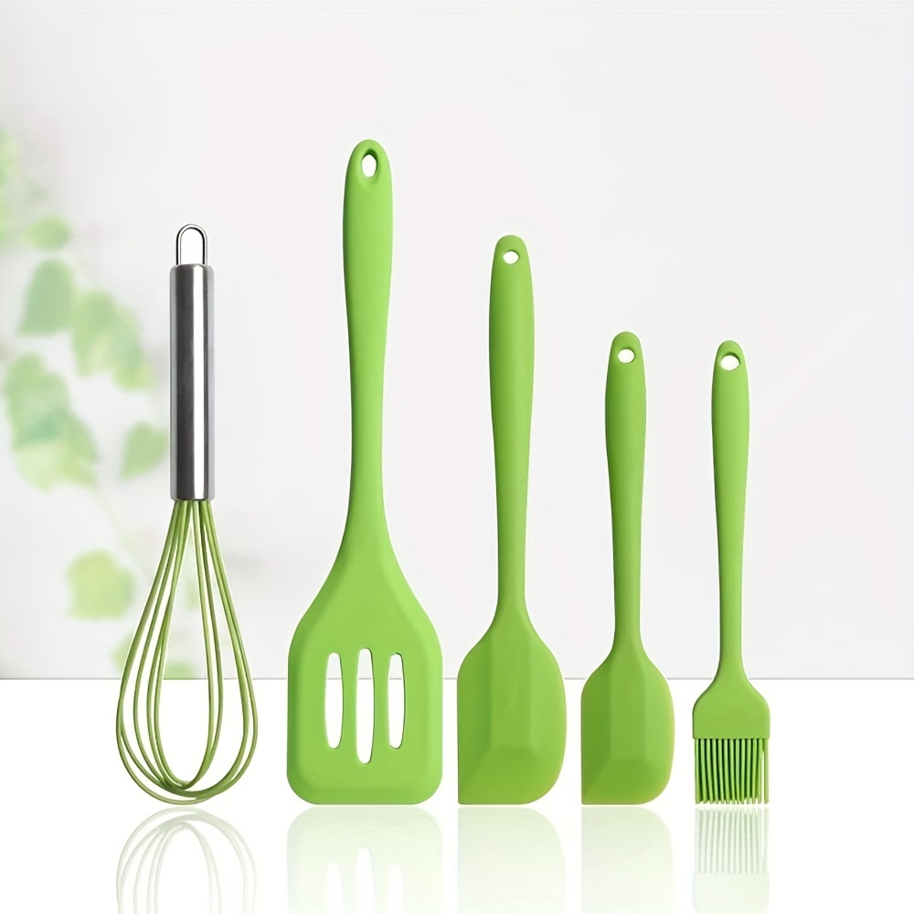 Cook with Color Silicone Kitchen Utensils 5 Piece Set - Spoon, Brush, Tongs, Whisk & Scraper