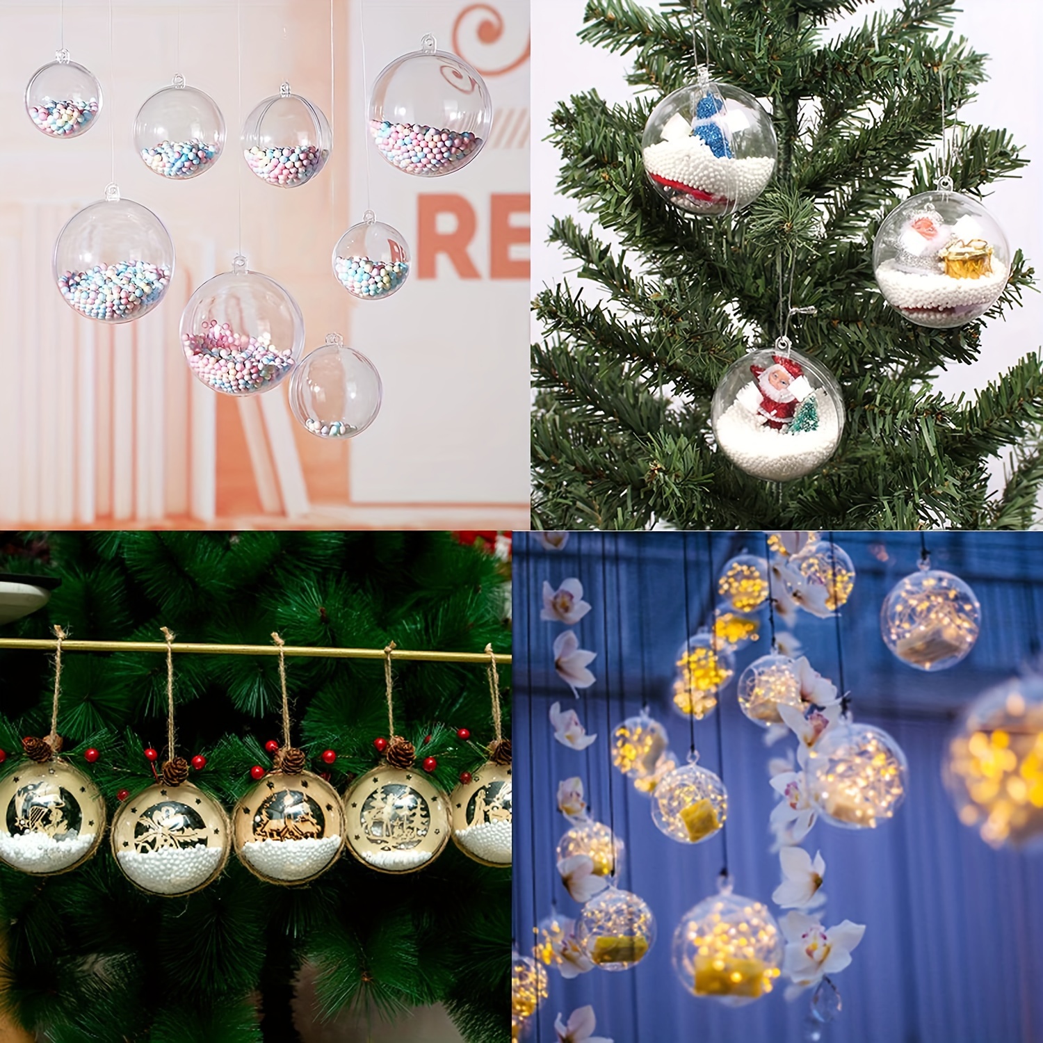 DIY Ornaments Acrylic Ornaments Plastic DIY Oranments Fillable Ornaments  Transparent Oranment 