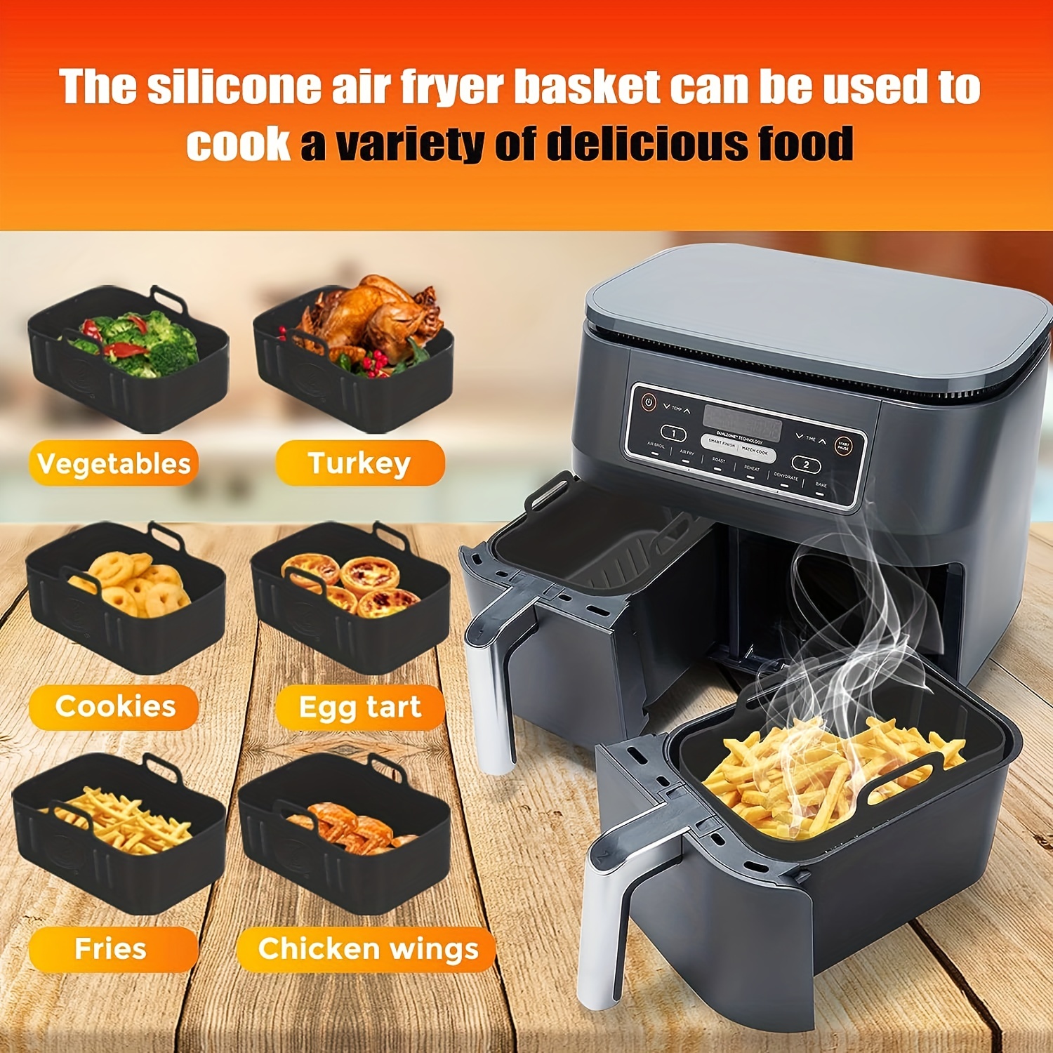 1pc Air Fryer Silicone Liner 7.68'' X 4.92'' Rectangle Four - Temu