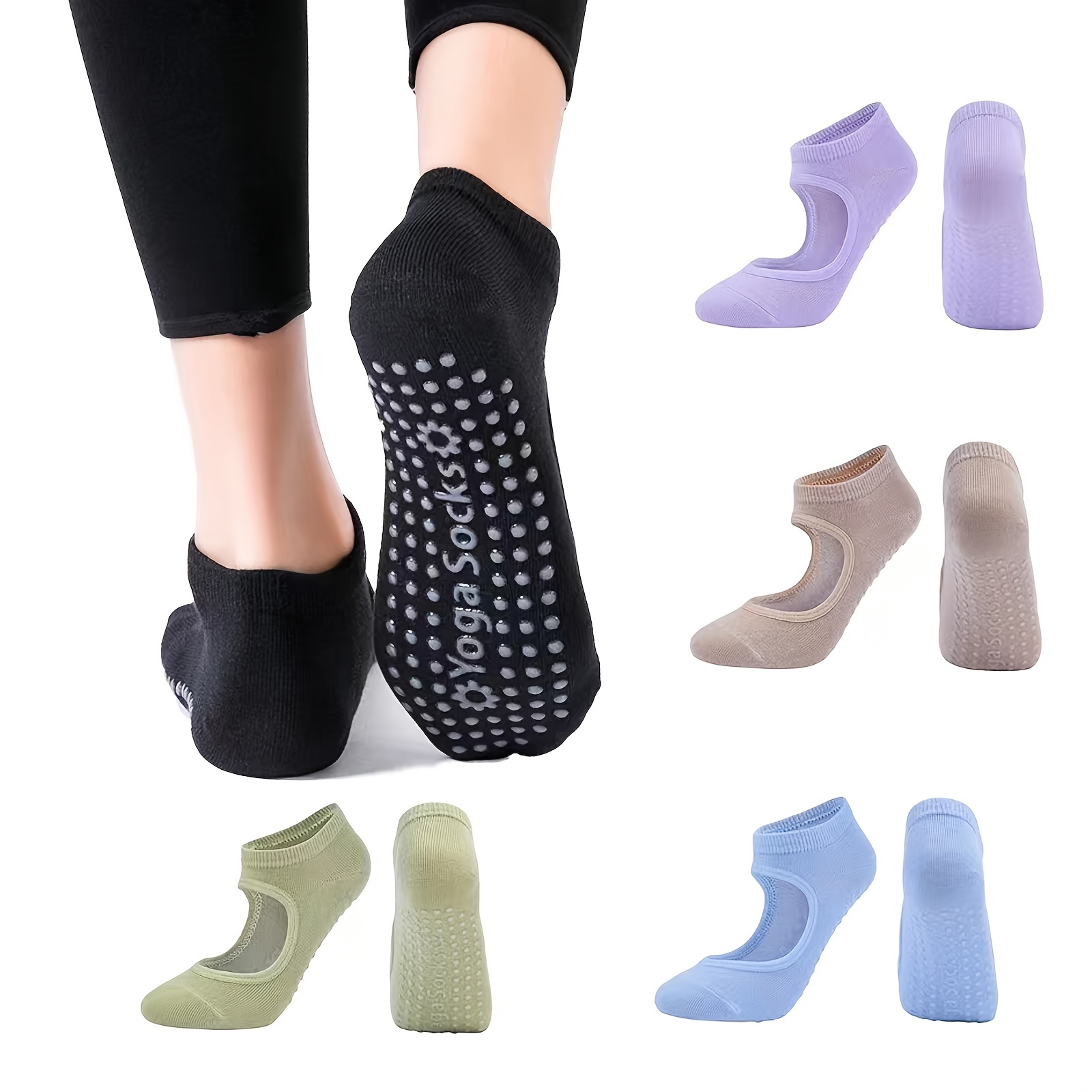 Non slip Yoga Socks Women Grip Socks Anti slip Bottom - Temu