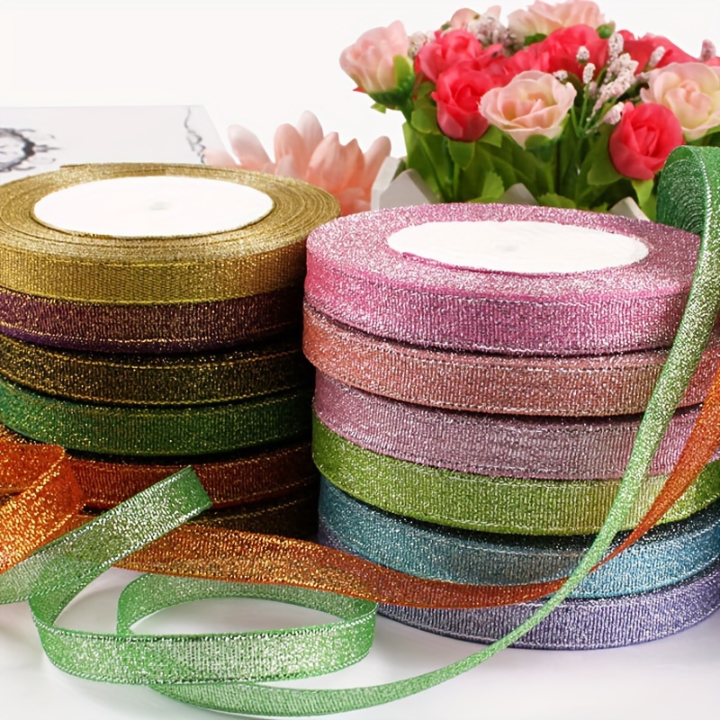 24 Yards Glitter Metallic Ribbon Sparkly Fabric Ribbon - Temu