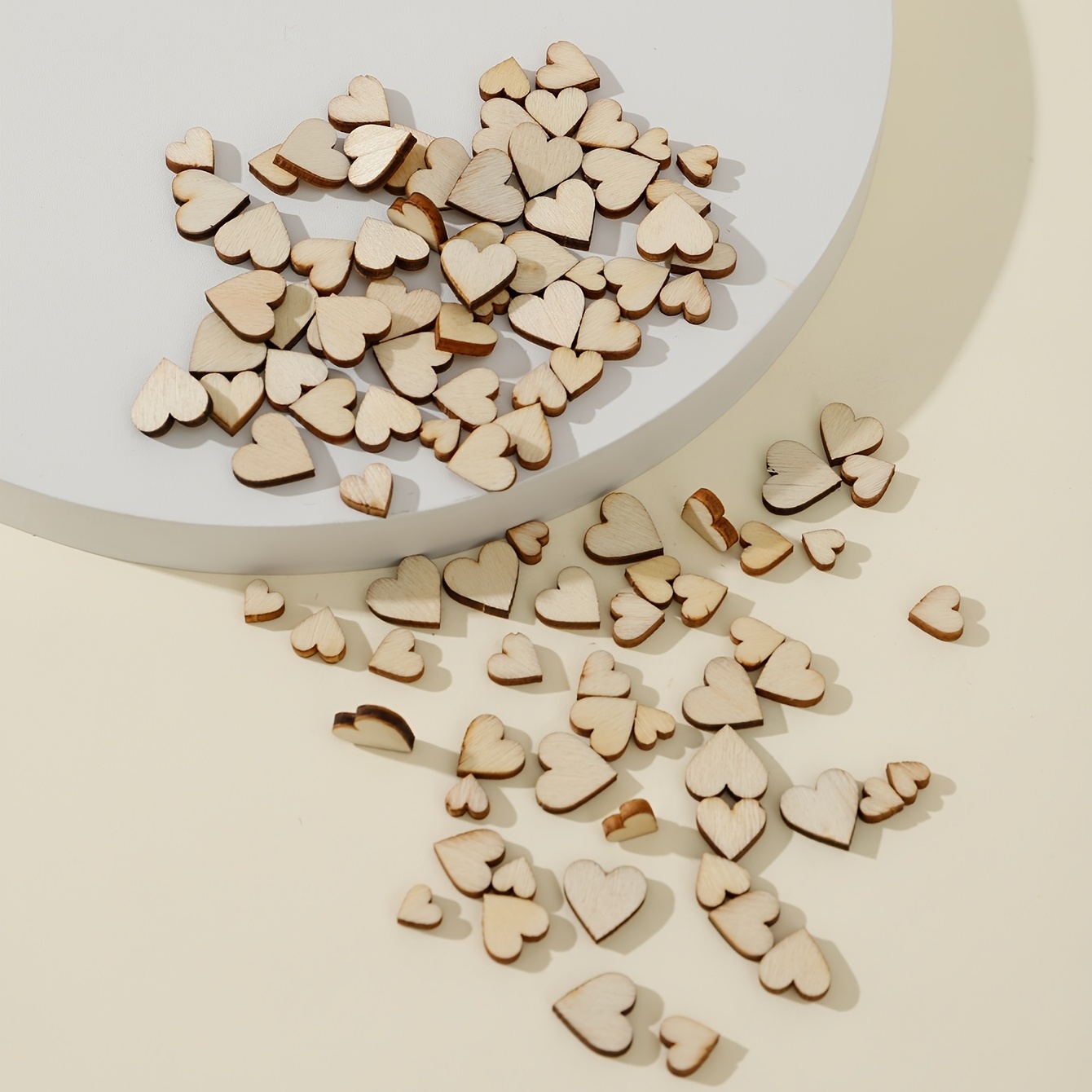  100Pcs 1 Wooden Hearts for Crafts, Small Wood Hearts