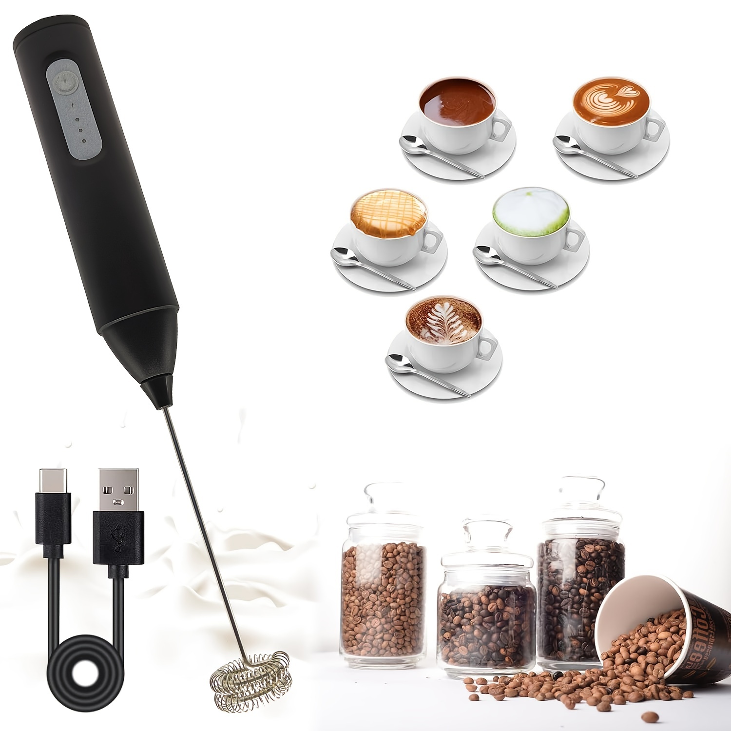 1pc rechargeable milk frother automatic handheld foam maker electric milk frother details 0