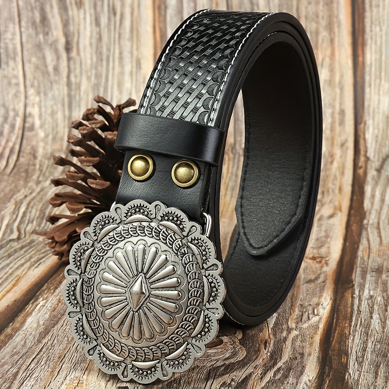 Vintage Oval Flower Buckle Women's Western Belt