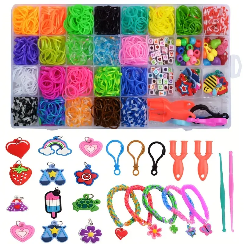 Diy Loom Bands Kit 40 Colors Colorful Rubber Bands Looming - Temu