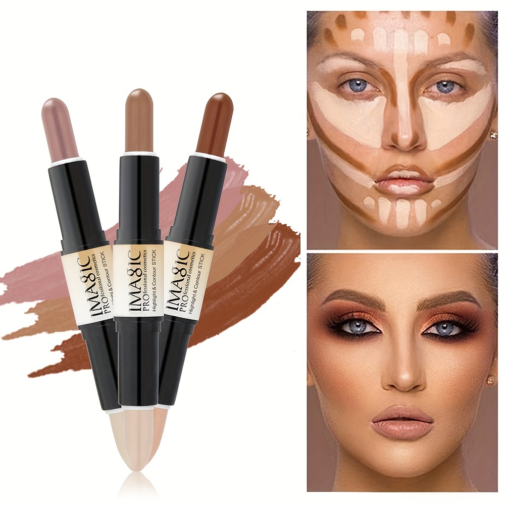 

Double-ended Concealer Pen, Contour Stick Dual-purpose, Highlighter Stick, Nose Shadow Contouring Face, Covering Acne Marks Dark Circles, Brightening Makeup Stick