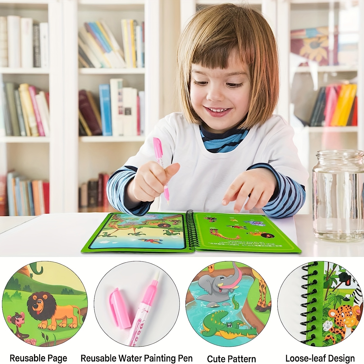 Reusable Watercolor Painting Book For Kids Animals Cartoons - Temu