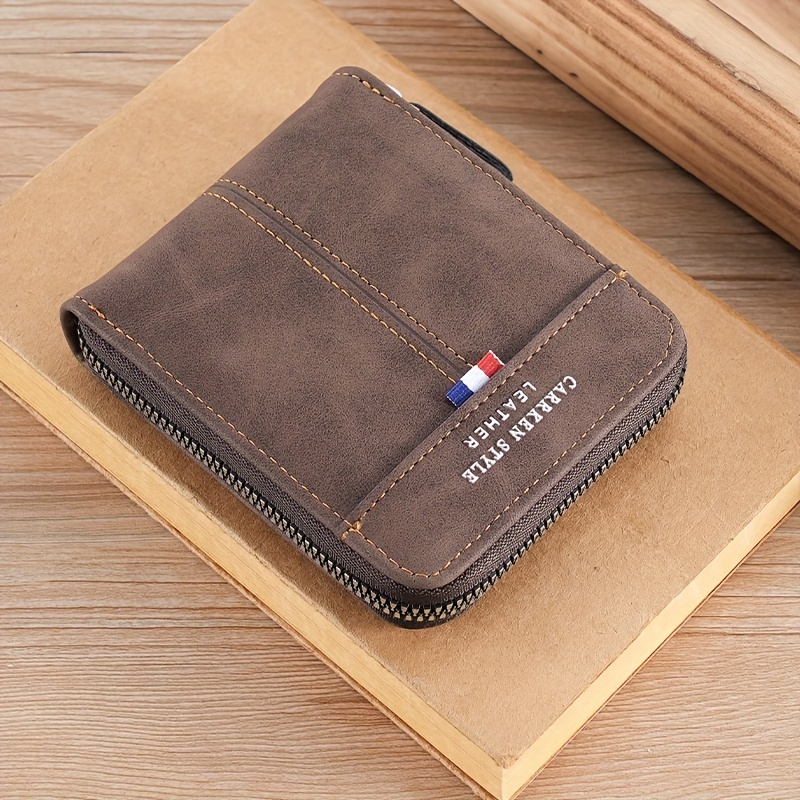 Men's Leather Short Wallet Money Clip Multi-card Card Holder Horizontal  Wallet With Zipper Coin Pocket Gift For Men - Temu United Kingdom