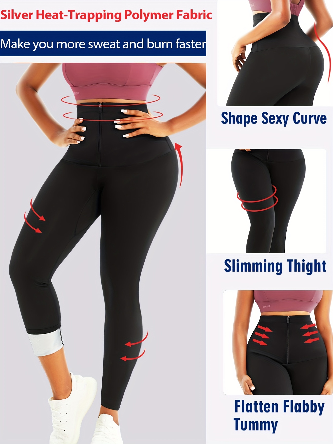 Aayomet Sweat Sauna Pants for Women High Waist Trainer Slimming Leggings  Compression Petite plus Size Yoga Pants (Silver, XXXXL) 