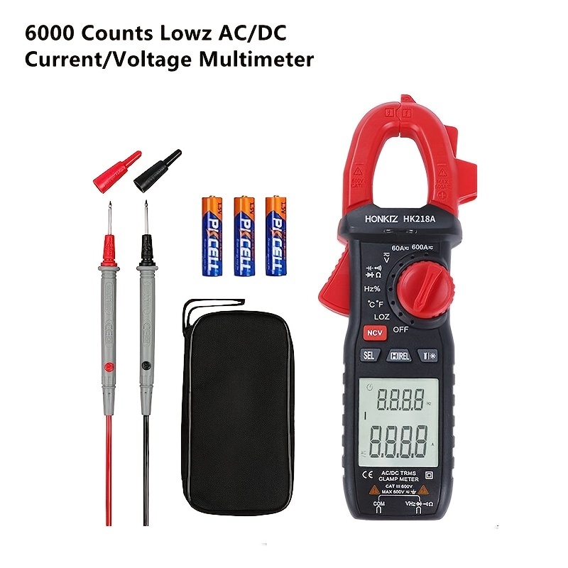 1pc Lowz Voltage Tester, Digital Clamp Meter 600a, True Rms 6000 Counts 