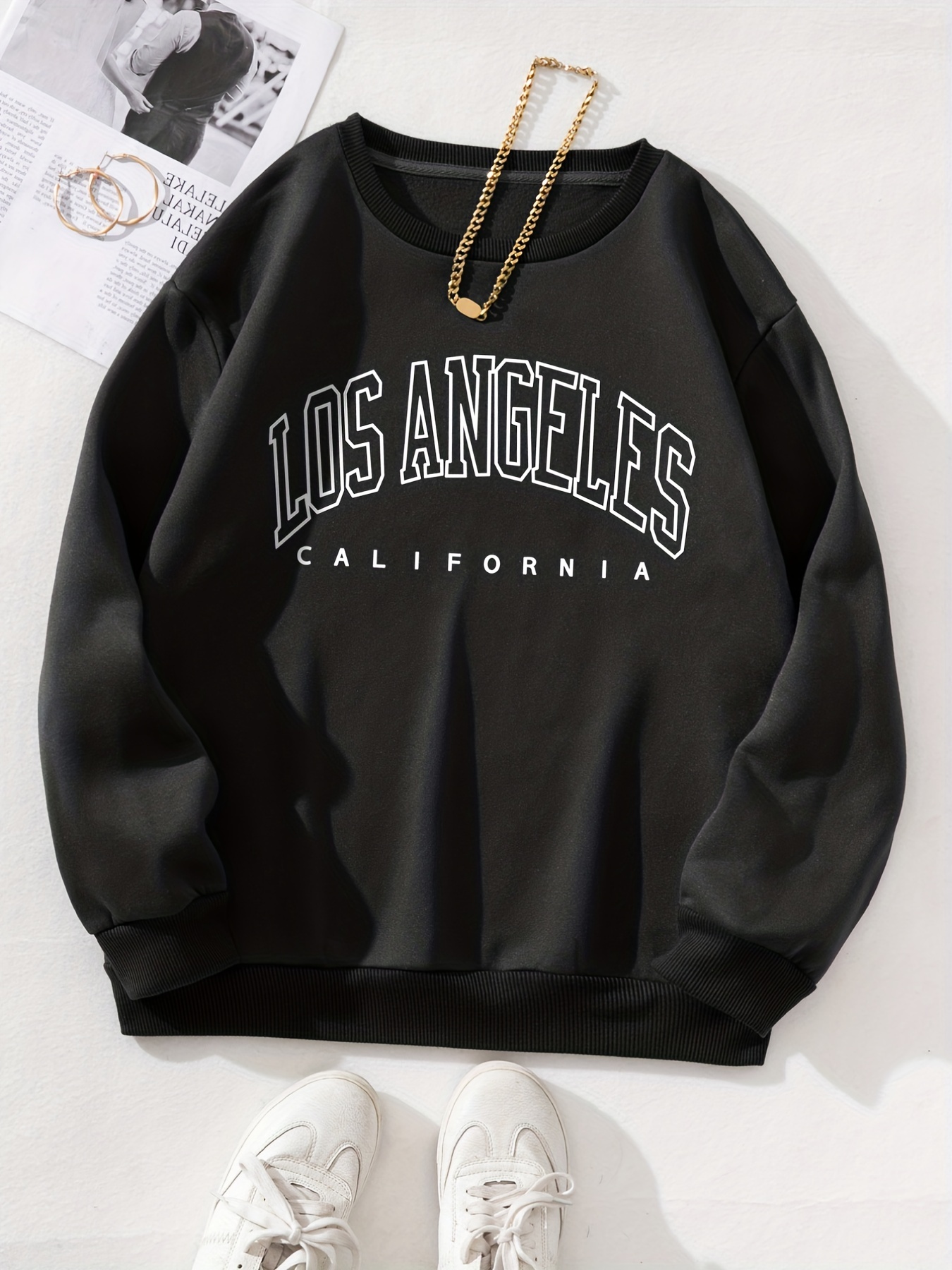 California Print Crew Neck Pullover Sweatshirt Casual Long - Temu