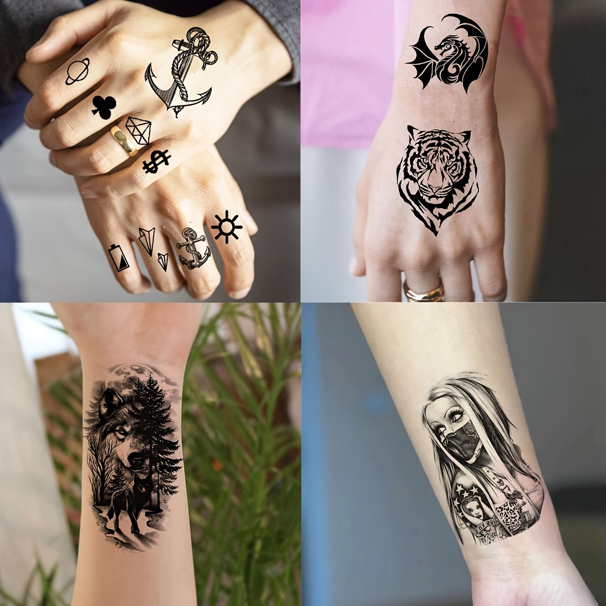 69 Sheets 3D Realistic Tiger Lion Temporary Tattoos For Women Forearm Men  Arm, Half Sleeve Wolf Owl Skull Skeleton Waterproof * Tattoos For Adults