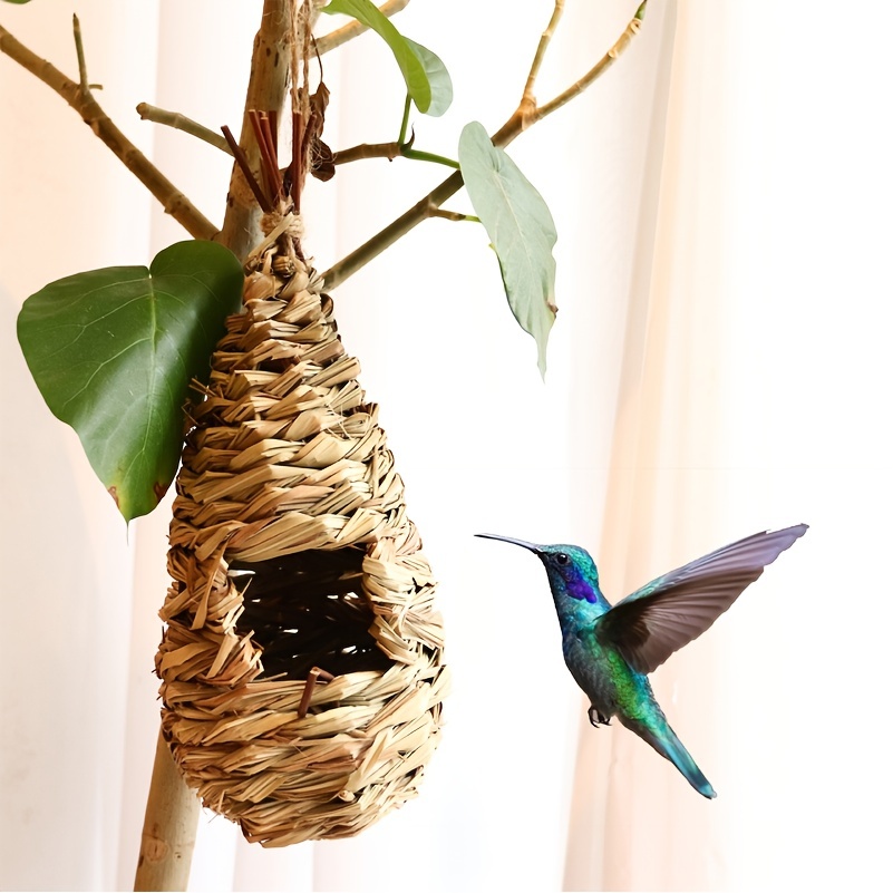 Bird Nest Natural Bird Hut for Outside Hummingbird House Natural Grass  Material