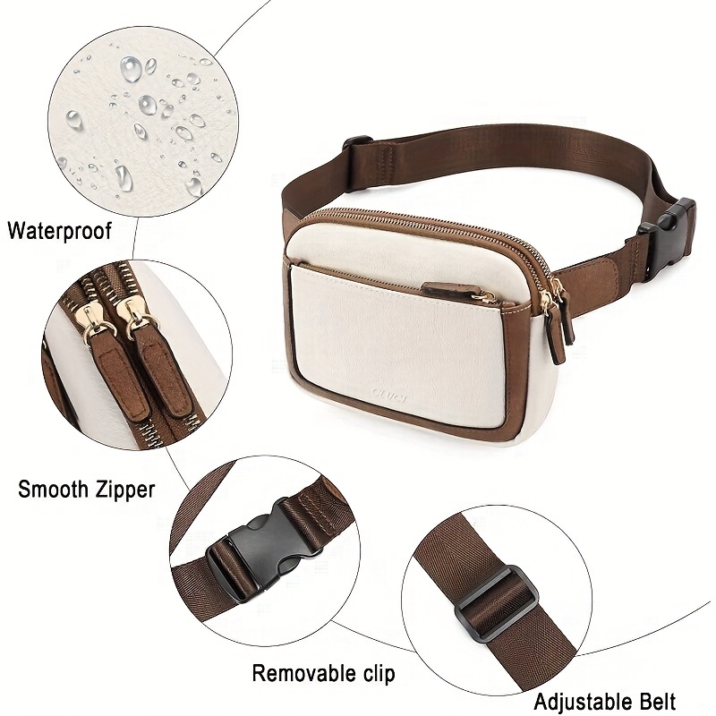 Waterproof Adjustable Belt Mini Chest Bag, Zipper Buckle Multifunctional Fanny  Pack, Pu Leather Ivory White Waist Bag - Temu