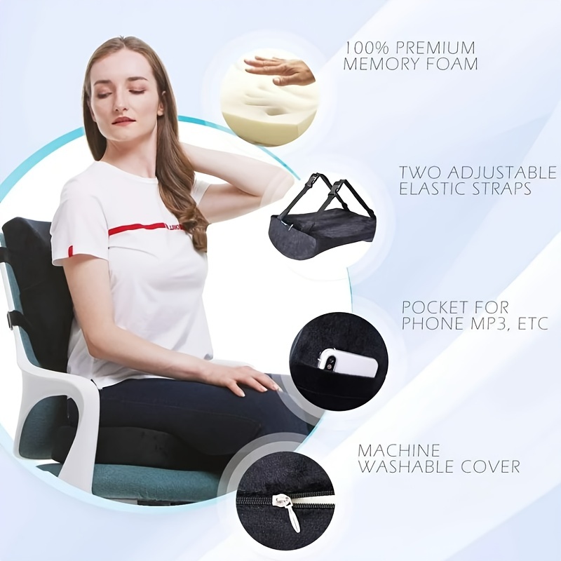 Coccyx Orthopedic Memory Foam Seat Cushion - Helps with Sciatica Back Pain