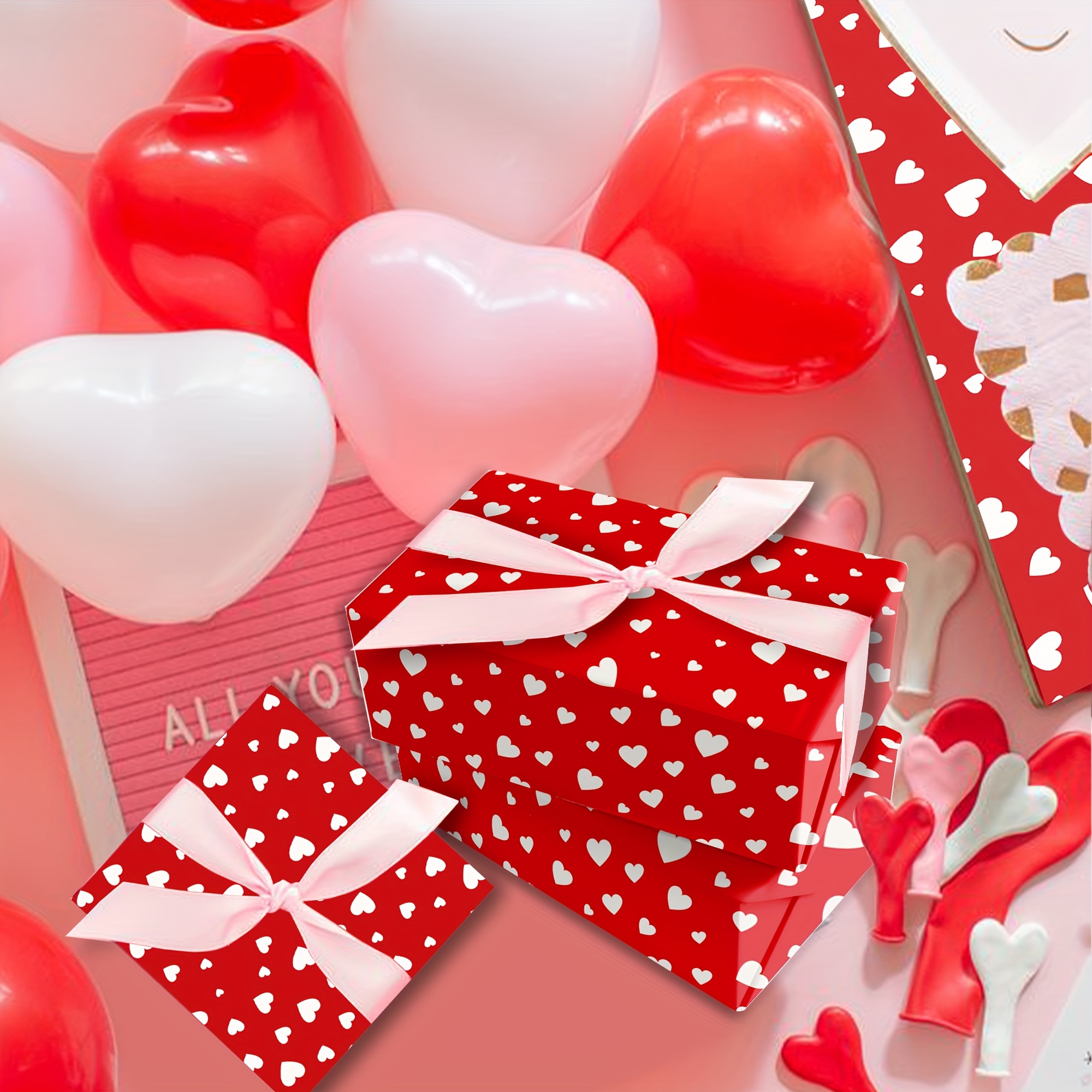 Pink Hearts Valentine Wrapping Paper