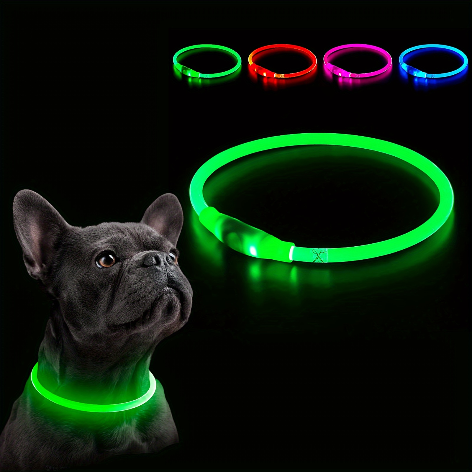 Joytale Collar de perro con luz LED, recargable por USB, para seguridad  nocturna, collar que brilla en la oscuridad para perros pequeños, medianos  y