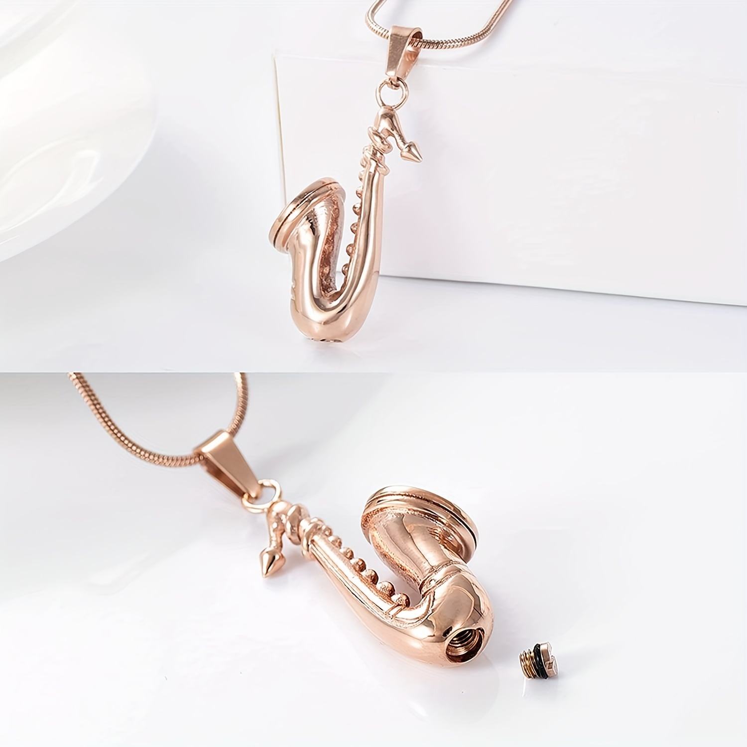 Customizable Saxophone Pendant Necklace for Memorials