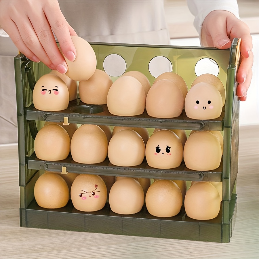 Green Creative Flip Egg Storage Rack, Refrigerator Egg Holder For Freezer, Egg  Storage Container Organizer, Transparent Plastic Storage Container - Temu