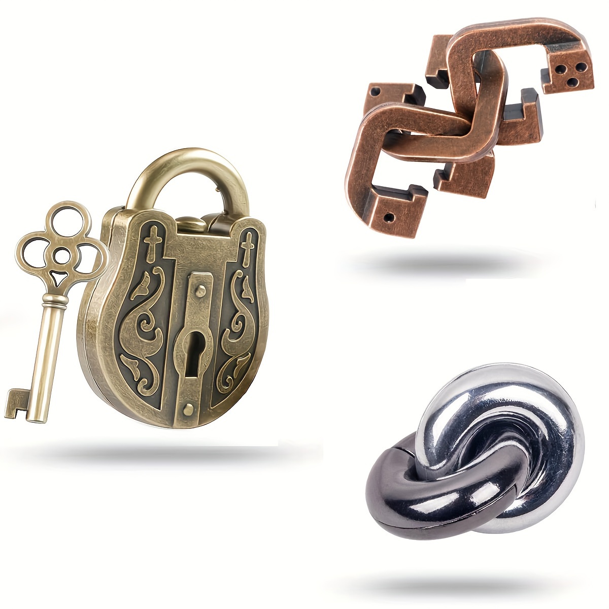 3 Key Puzzle Lock, Metal Puzzle Locks