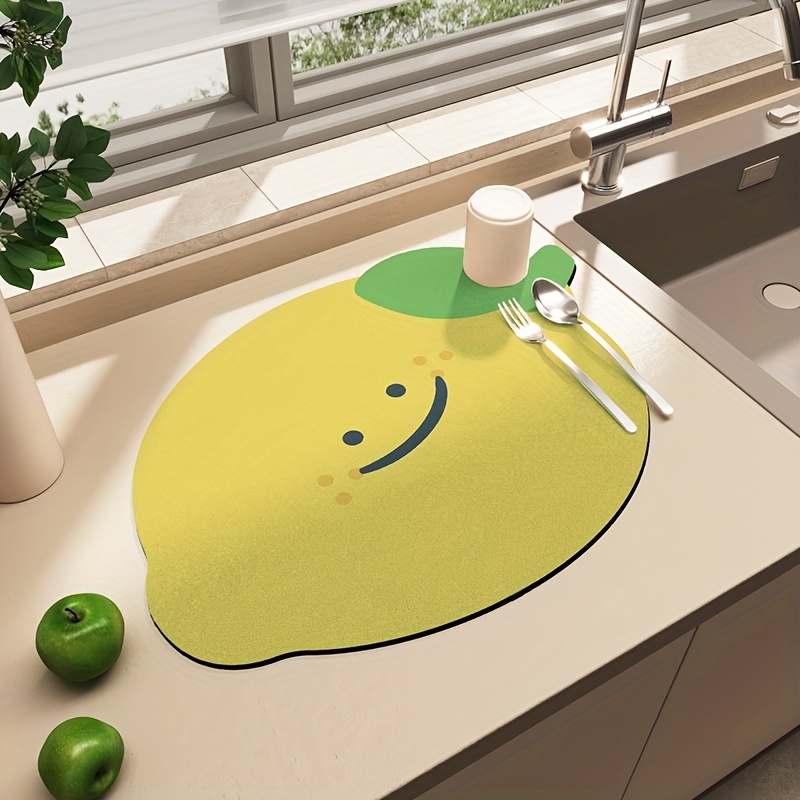 Lemon Shaped Dish Drying Mat, For Kitchen Counter, Kawaii Cartoon