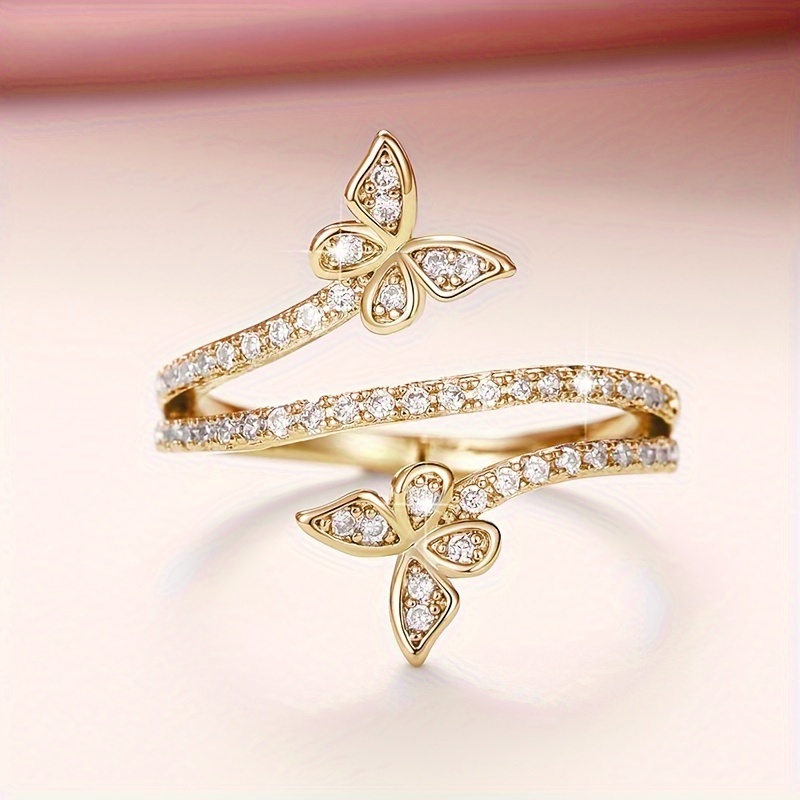 Women's Butterfly Wrap Ring Copper Zirconia April Birthstone